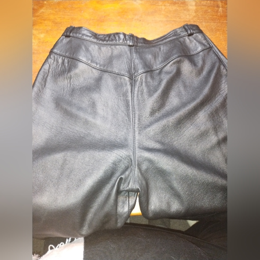 Black Genuine Leather Pants, Old Mill High Quality 15-Inch Waist 32-Inch Inseam - Picture 4 of 16